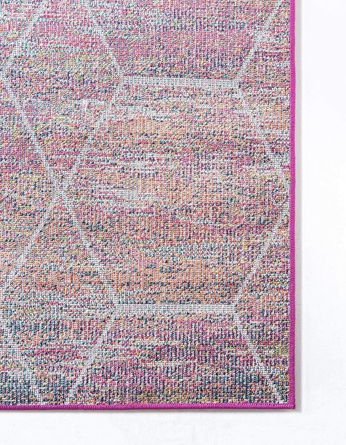 Unique Loom Trellis Frieze Collection Area Rug - Geometric (2' x 13' Runner, Multi/ Black)