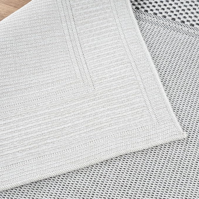 CAMILSON Easy Jute Rug 2x7, Indoor and Outdoor Off-White Runner Rug for Kitchen, Hallway and Entryway, Bordered Boho Woven Design, Easy-Cleaning, Washable Outside Carpet (2 x 7)