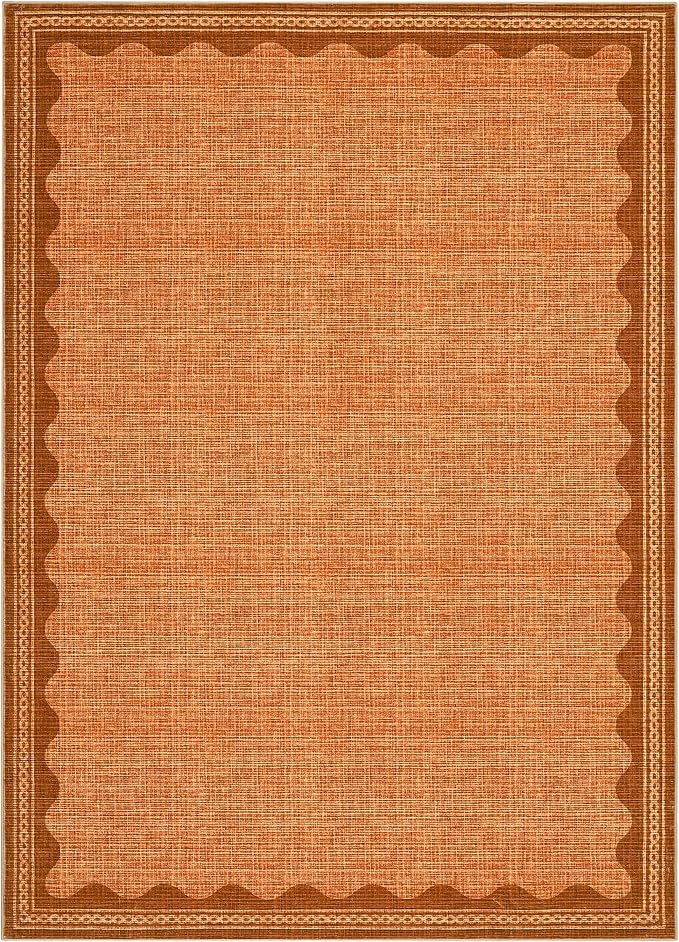 GarveeHome Scalloped Orange Door Mat Indoor Rugs for Entryway Small Rug 2x3 Washable Non-Slip TPE Backing Modern Minimalism Soft Low-Pile Throw Carpet for Bedroom Kitchen Bathroom