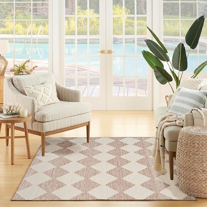 Nourison Home Positano Beige 4' x 6' Area Rug - Easy Clean, Non Shedding, Bed Room, Living Room, Dining Room, Kitchen (4' x 6')