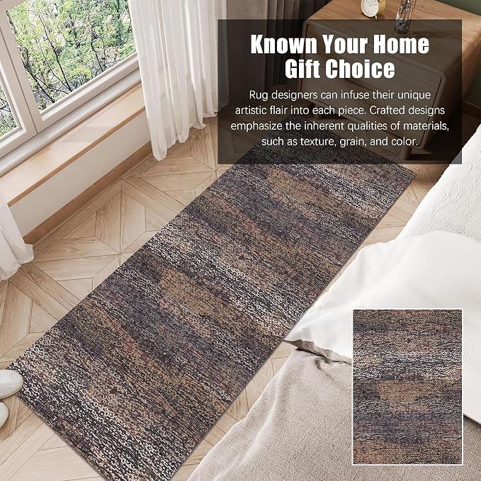 Washable Area Rug - 1/6 Thick - Stain & Water Resistant Non-Slip - Resistant Rug for Living Room, Bedroom, Nursery, Pet & Child Friendly, Vintage Charm Area Rugs (Rust, 2'6'' x 8')