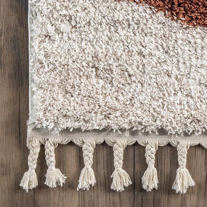 nuLOOM Kali Rust Diamond Power Loomed Area Rug, 9' x 12' | Nuloom Kali Diamond 9' x 12' Shag Area Rug for Living Room Bedroom Dining Room Nursery, Rust