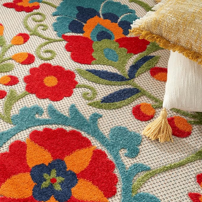 Nourison Home Aloha Multicolor 12' x 15' Area Rug - Easy Clean, Non Shedding, Bed Room, Living Room, Dining Room, Kitchen (12' x 15')