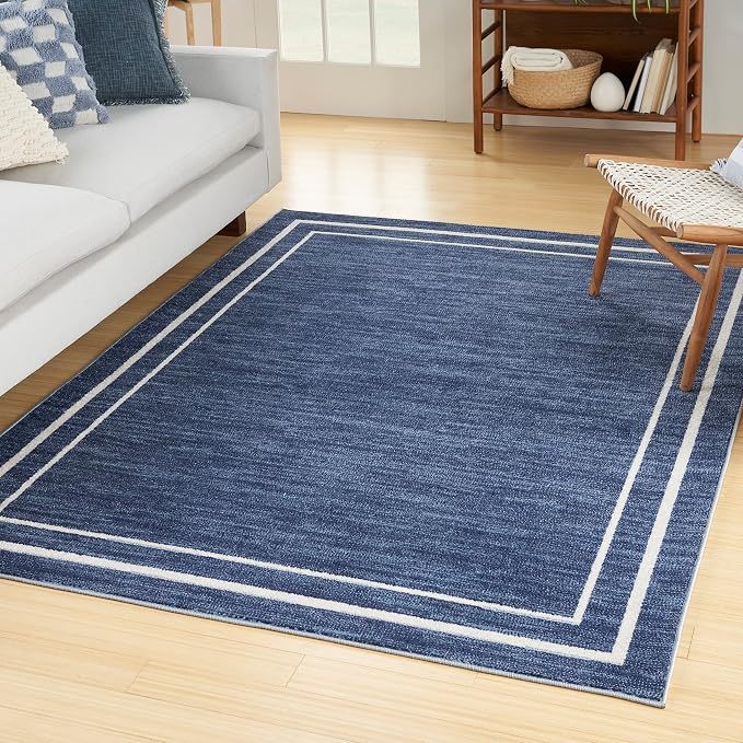 Nourison Home Nourison Essentials Navy/Ivory 4' x 6' Area Rug - Easy Clean, Non Shedding, Bed Room, Living Room, Dining Room, Kitchen (4' x 6')