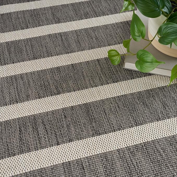 Nourison Home Positano Charcoal Ivory 4' x 6' Area Rug - Easy Clean, Non Shedding, Bed Room, Living Room, Dining Room, Kitchen (4' x 6')