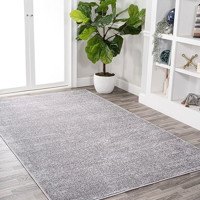 JONATHAN Y Haze Solid Low-Pile Gray Indoor Area Rug 5x8, Coastal,Bohemian,Minimalist,Classic, Easy-Cleaning for Living Room,Bedroom,Kitchen,Pet Friendly,Non-Shedding (SEU100A-5)