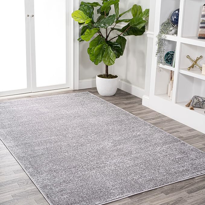 JONATHAN Y Haze Solid Low-Pile Gray Indoor Area Rug 3x5, Coastal,Bohemian,Minimalist,Classic, Easy-Cleaning for Living Room,Bedroom,Kitchen,Pet Friendly,Non-Shedding (SEU100A-3)