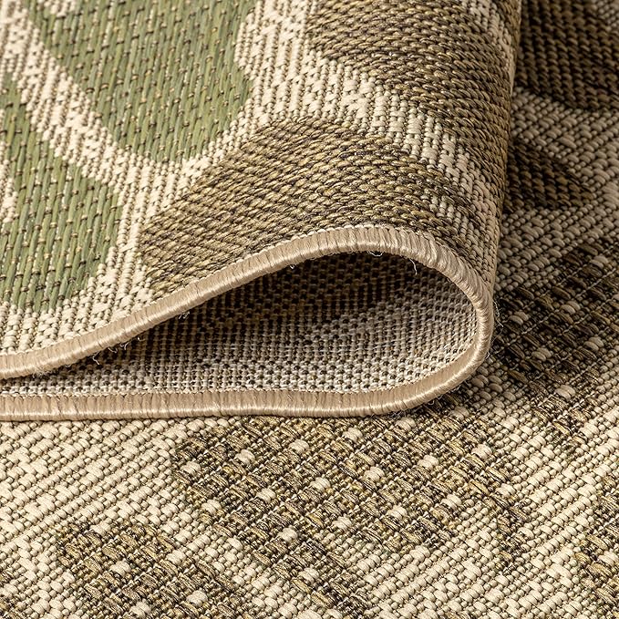JONATHAN Y Floral Textured Weave Indoor Outdoor Octagon Area Rug 5 Ft Sage/Brown, Zinnia Modern for Backyard, Patio, Porch, Easy-Cleaning, High Traffic, Pet-Friendly, Non-Shedding (SMB110A-5TGN)