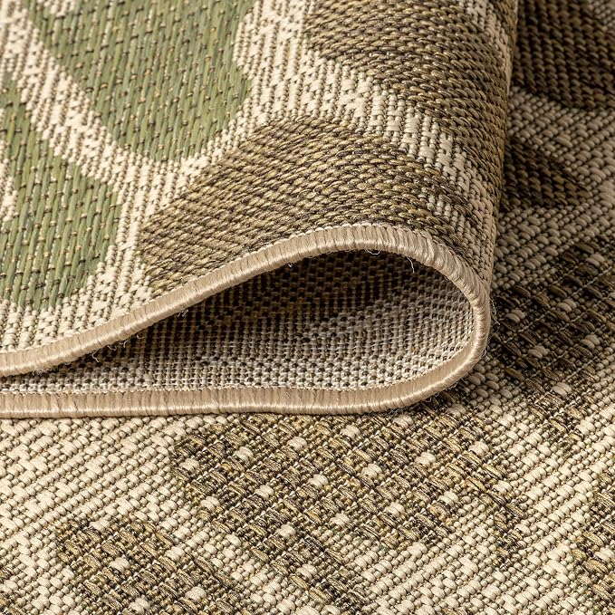JONATHAN Y Floral Textured Weave Indoor Outdoor Square Area Rug 6X6 Sage/Brown, Zinnia Modern for Backyard, Patio, Porch, Easy-Cleaning, High Traffic, Pet-Friendly, Non-Shedding (SMB110A-6SQ)