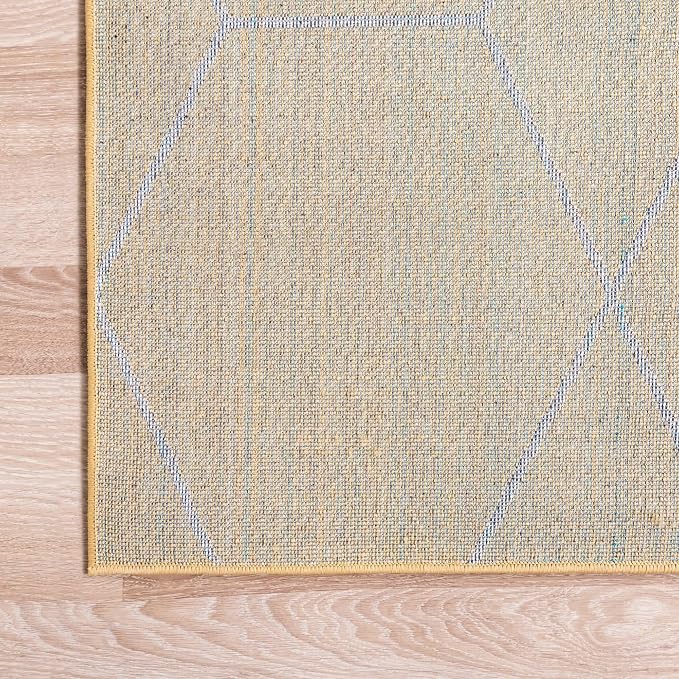 Unique Loom Trellis Frieze Collection Area Rug - Geometric (3' Square, Yellow/ Ivory)