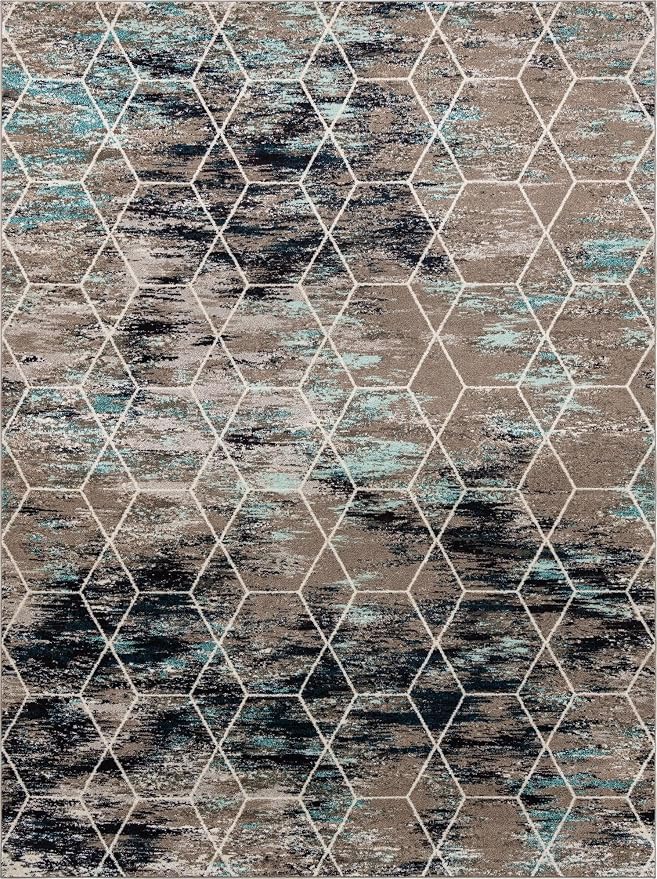 Unique Loom Trellis Frieze Collection Area Rug - Geometric (10' x 13', Blue Multi/ Ivory)
