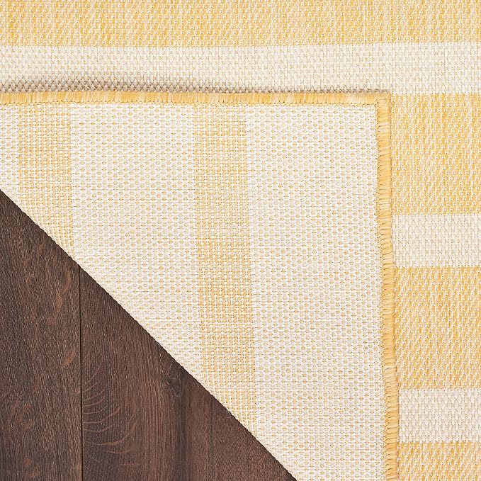 Nourison Home Positano Indoor/Outdoor Yellow Ivory 8' x 10' Area Rug, Easy Cleaning, Non Shedding, Bed Room, Living Room, Dining Room, Backyard, Deck, Patio (8x10)