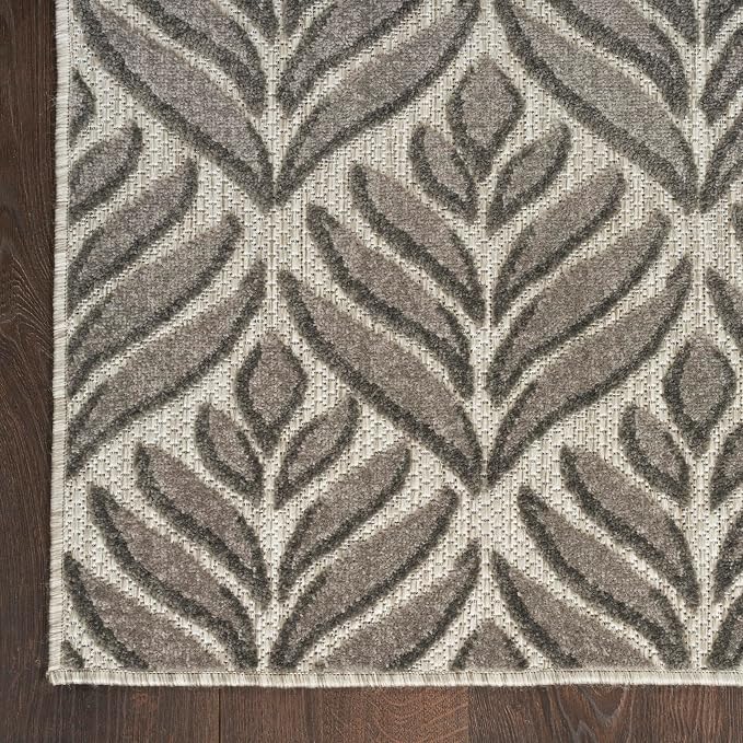 Nourison Home Aloha Charcoal 6' x 9' Area Rug - Easy Clean, Non Shedding, Bed Room, Living Room, Dining Room, Kitchen (6' x 9')