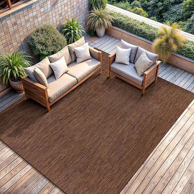 CAMILSON Outdoor Rug 6x9 Modern Area Rugs for Indoor and Outdoor Patios and Porches - Waterproof, Washable, Non-Shedding, Easy-to-Clean Outside Carpet (6 x 9, Solid - Gold)