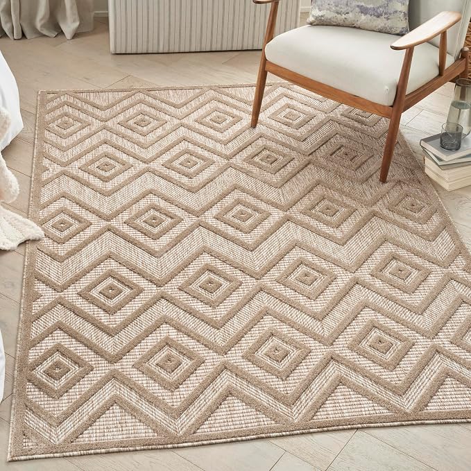 Nourison Home Versatile Natural Beige 6' x 9' Area Rug - Easy Clean, Non Shedding, Bed Room, Living Room, Dining Room, Kitchen (6' x 9')