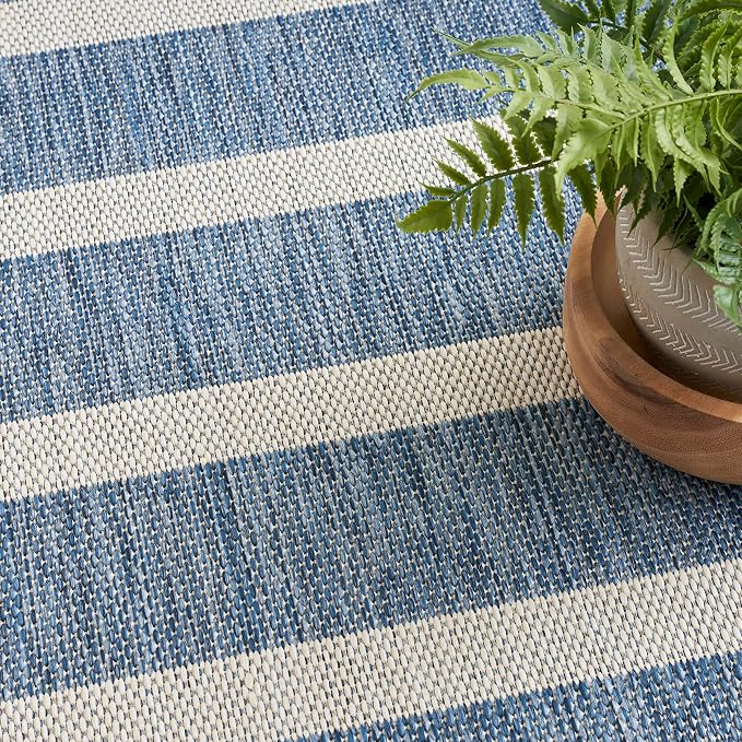 Nourison Home Positano Navy Ivory 5' x 7' Area Rug - Easy Clean, Non Shedding, Bed Room, Living Room, Dining Room, Kitchen (5' x 7')