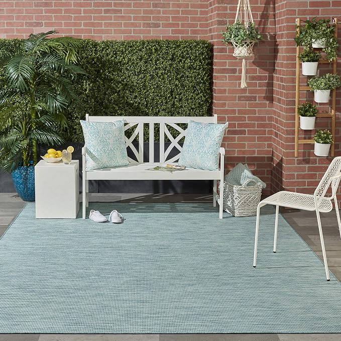 Nourison Home Positano Aqua 8' x 10' Area Rug - Easy Clean, Non Shedding, Bed Room, Living Room, Dining Room, Kitchen (8' x 10')