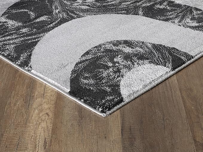 Yafa Home Fashion Modern Contemporary Swirls Design Area Rug, Luxurious, Elegant, and Fashionable Area Rug (Black/Grey, 2 ft X 3 ft)