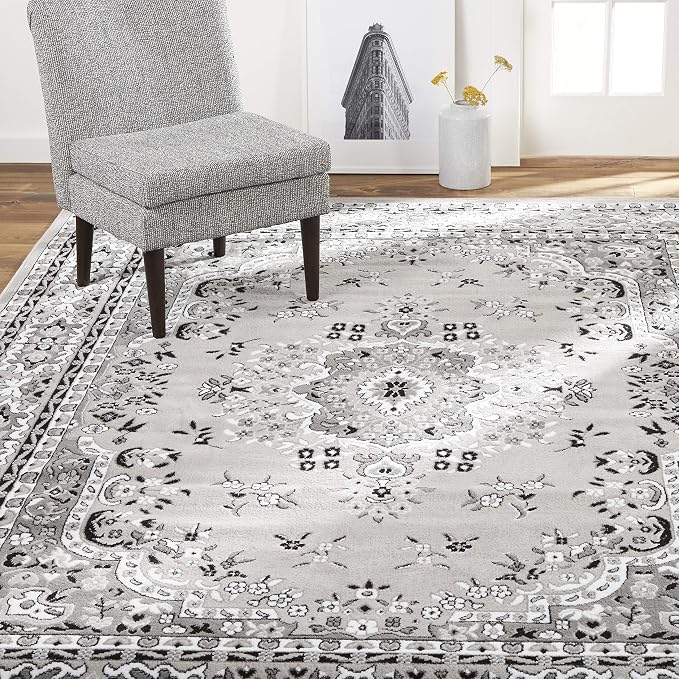 Home Dynamix Premium Sakarya Traditional Oriental Area Rug 7'8"x10'7" Gray/Ivory, Gray/White