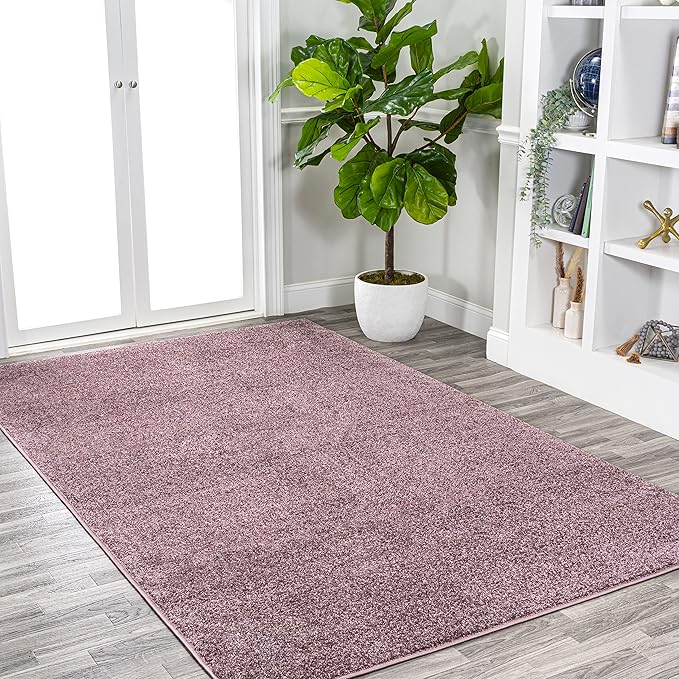 JONATHAN Y Haze Solid Low-Pile Light Purple Indoor Area Rug 6x9, Coastal,Bohemian,Minimalist,Classic, Easy-Cleaning for Living Room,Bedroom,Kitchen,Pet Friendly,Non-Shedding (SEU100R-6)