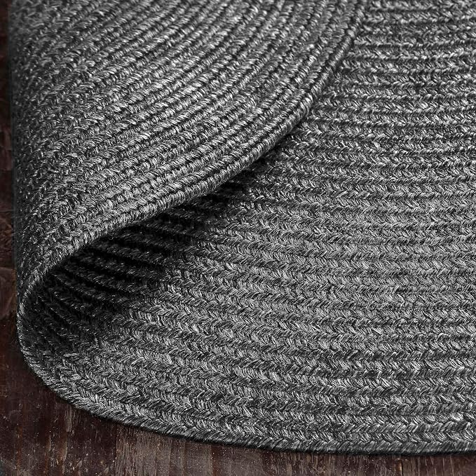 Superior Indoor/ Outdoor Large Area Rug, Reversible Braided Home Floor Decor for Living Room, Kitchen, Entryway, Patio, Front Porch, Deck, Modern, Boho, Farmhouse Style, 3' x 5', Charcoal