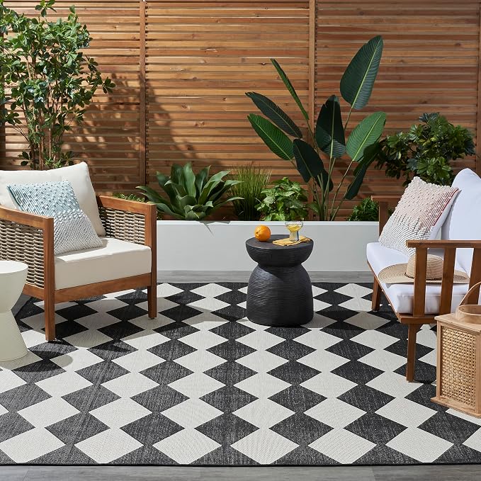 Nourison Home Positano Black 7' x 10' Area Rug - Easy Clean, Non Shedding, Bed Room, Living Room, Dining Room, Kitchen (7' x 10')