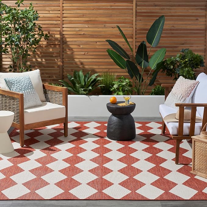 Nourison Home Positano Terracotta 6' x 9' Area Rug - Easy Clean, Non Shedding, Bed Room, Living Room, Dining Room, Kitchen (6' x 9')