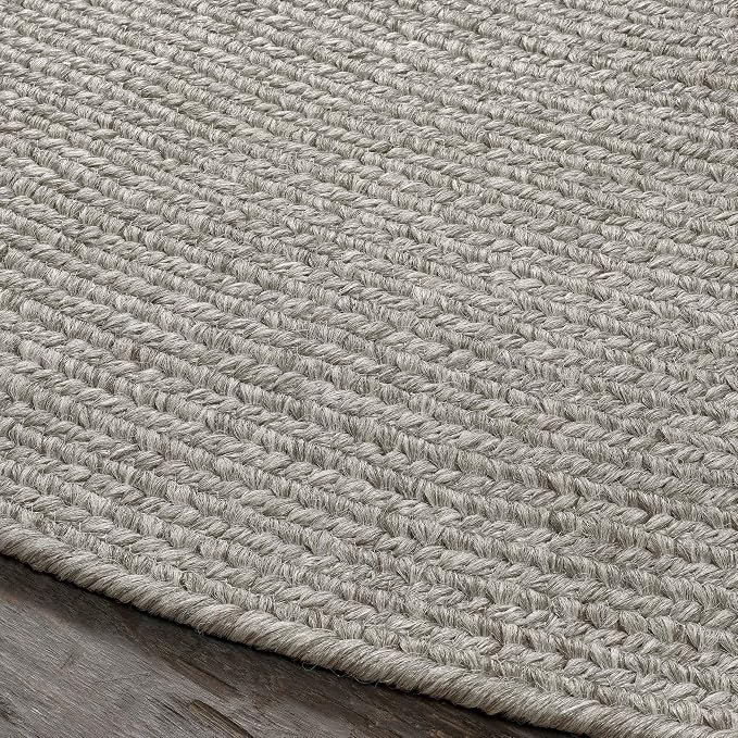Superior Indoor/Outdoor Area Rug, Reversible Braided Floor Decor for Living Room, Kitchen, Patio, Front Porch, Modern Boho Farmhouse Rugs, Hardwood, Bedroom Accessories, 4' Round, Canvas