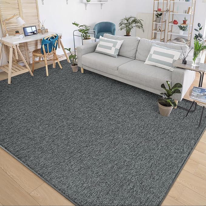 Chicrug Modern 7x10 Memory Foam Area Rugs for Bedroom Living Room | Low-pile Carpet Rug for Kids Playroom, Floor Rug for Bedside Dorm Dining Room Home, Dark Grey and White