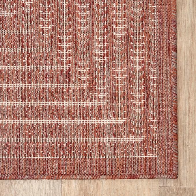 Adiva Rugs Outdoor Indoor Area Rug, Weather Resistant, Easy to Clean, Stain Resistant Floor Mat for Dining Room, Backyard, Deck, Patio (Copper Weiss, 2'6" x 7')