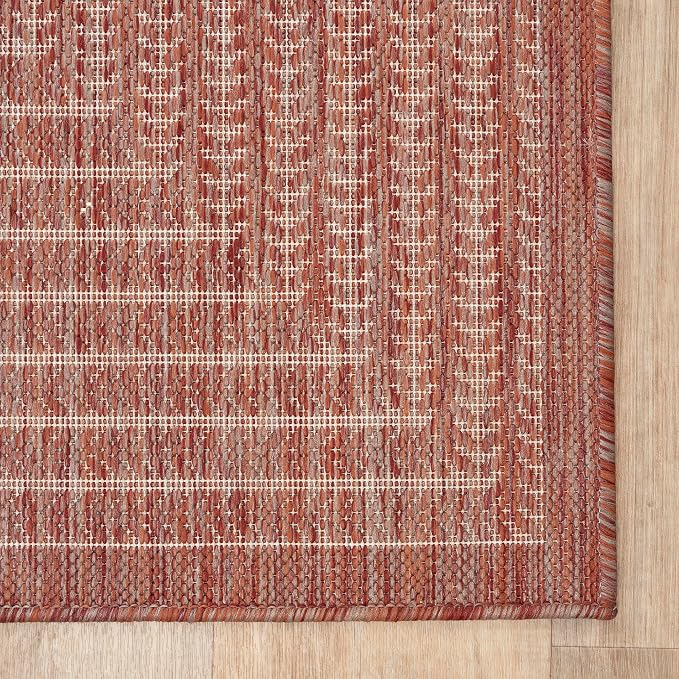 Adiva Rugs Outdoor Indoor Area Rug, Weather Resistant, Easy to Clean, Stain Resistant Floor Mat for Dining Room, Backyard, Deck, Patio (Copper Weiss, 10' x 14')