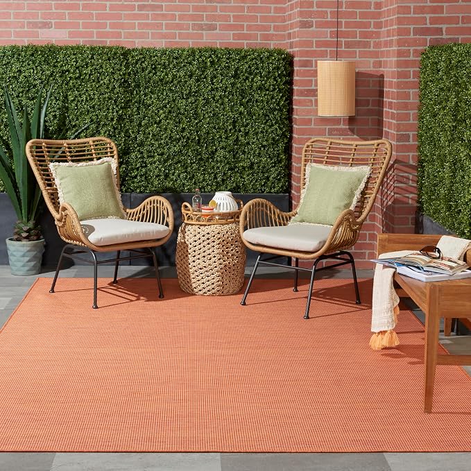 Nourison Home Positano Terracotta 7' x 10' Area Rug - Easy Clean, Non Shedding, Bed Room, Living Room, Dining Room, Kitchen (7' x 10')