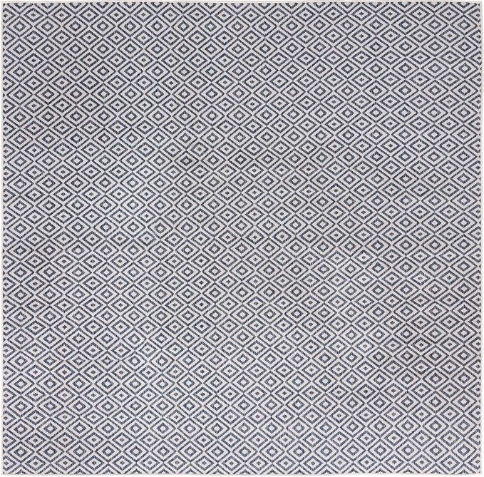 Unique Loom Outdoor Collection Area Rug - Costa Rica (10' 8" Square, Blue/ Ivory)