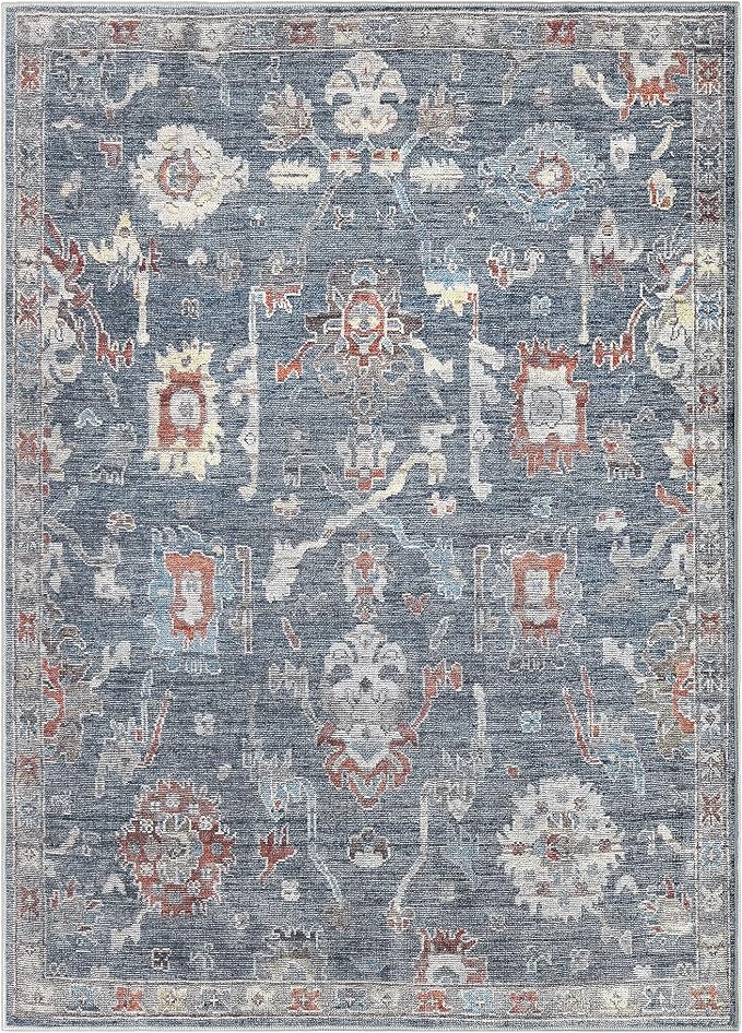 Keen Home Design Vintage Washable Area Rug, Non-Slip Low Pile, 5x7 | Machine Washable Cotton Chenille, 0.25In Low Pile, Rubber Non-Slip Back; Living Room, Bedroom, Dining Room, Office