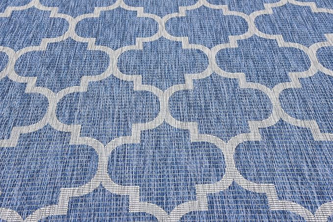 Unique Loom Outdoor Trellis Collection Area Rug (7' 10" x 11' 4" Rectangle, Navy Blue/ Ivory)