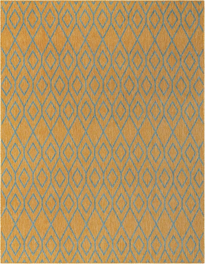 Jill Zarin Outdoor Collection Area Rug - Turks and Caicos (7' 10" x 10' Rectangle Yellow and Aqua/Light Blue)