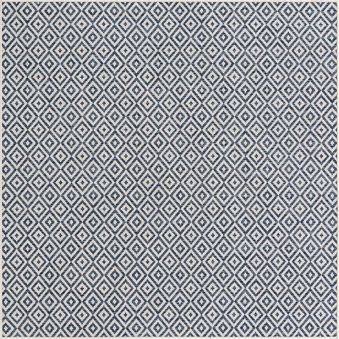 Unique Loom Jill Zarin Outdoor Collection Area Rug - Costa Rica (7' 10' Square, Blue/ Ivory)