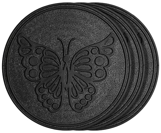 HF by LT Rubber Butterfly Garden Stepping Stone, Black, 11-3/4 inches, Set of 3