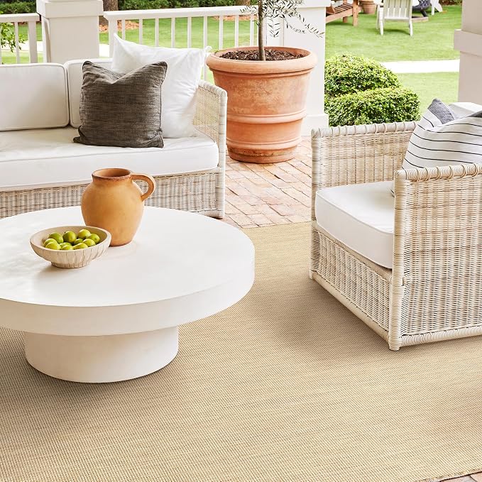 Nuloom Outdoor Performance Collection Nakia Brown/Ivory, 4' Square, Soft and Cozy, High Traffic, Stain Resistant, Easy Clean, Durable Area Rug for Indoor/Outdoor Patio, Deck, Porch, Garden, Courtyard