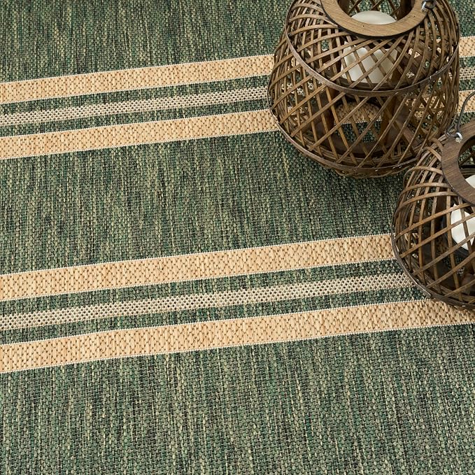 Nourison Home Horizon Indoor/Outdoor Green 6' x 9' Area Rug - Easy Clean, Non Shedding, Bed Room, Living Room, Dining Room, Kitchen (6' x 9')