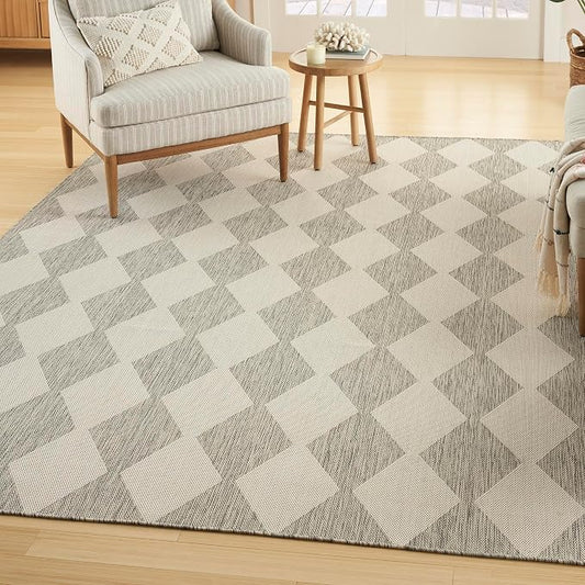 Nourison Home Positano Light Grey 5' x 7' Area Rug - Easy Clean, Non Shedding, Bed Room, Living Room, Dining Room, Kitchen (5' x 7')