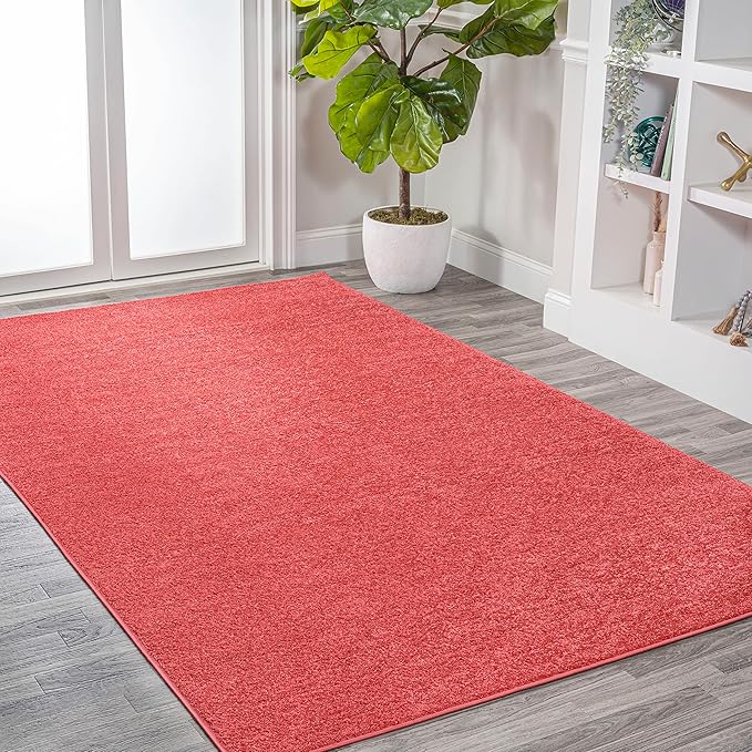 JONATHAN Y Haze Solid Low-Pile Red Indoor Area Rug 5x8, Coastal,Bohemian,Minimalist,Classic, Easy-Cleaning for Living Room,Bedroom,Kitchen,Pet Friendly,Non-Shedding (SEU100E-5)