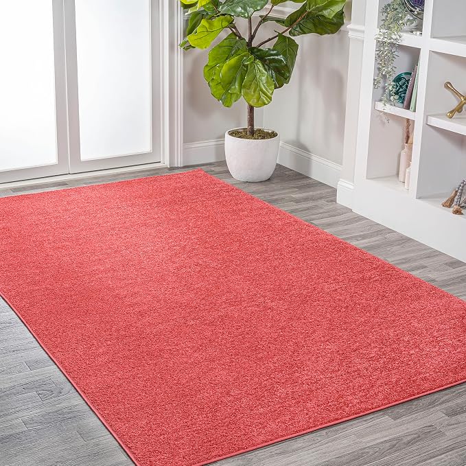 JONATHAN Y Haze Solid Low-Pile Red Indoor Area Rug 10x14, Coastal,Bohemian,Minimalist,Classic, Easy-Cleaning for Living Room,Bedroom,Kitchen,Pet Friendly,Non-Shedding (SEU100E-14)