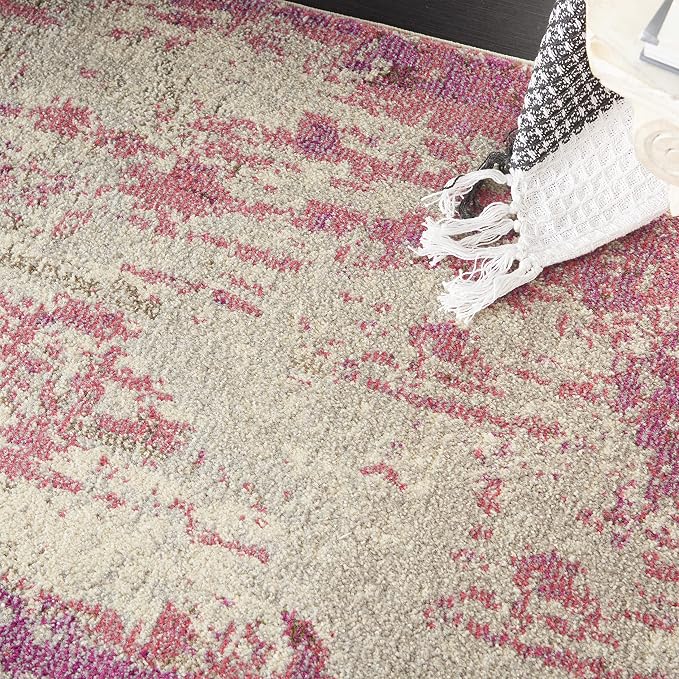 Nourison Home Celestial Ivory Pink 3'11" x 5'11" Area Rug - Easy Clean, Non Shedding, Bed Room, Living Room, Dining Room, Kitchen (4' x 6')