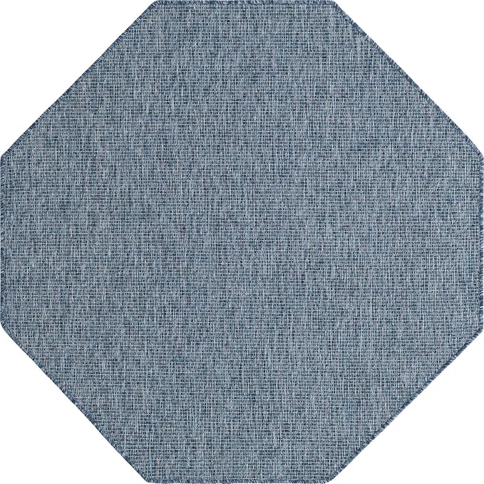 Unique Loom Outdoor Solid Collection Area Rug (5' Octagon Blue/Navy Blue)