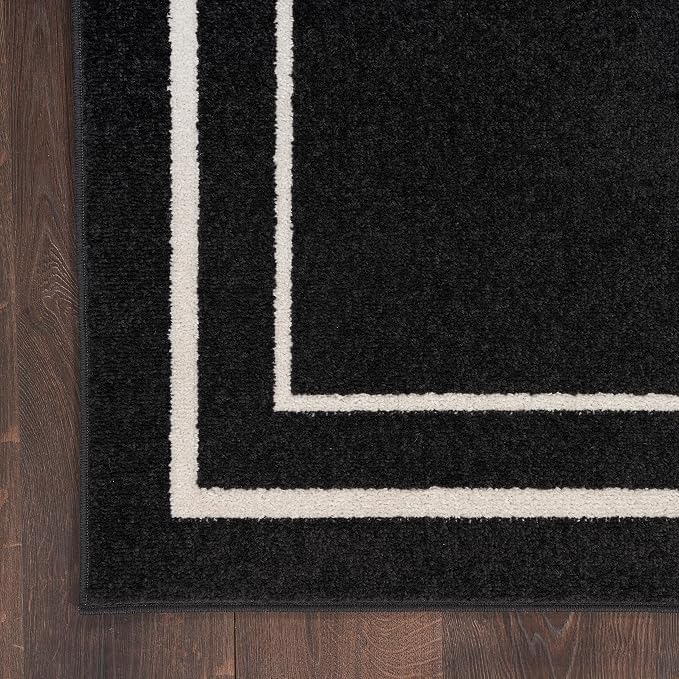 Nourison Home Nourison Essentials Black Ivory 2' x 4' Area Rug - Easy Clean, Non Shedding, Bed Room, Living Room, Dining Room, Kitchen (2' x 4')