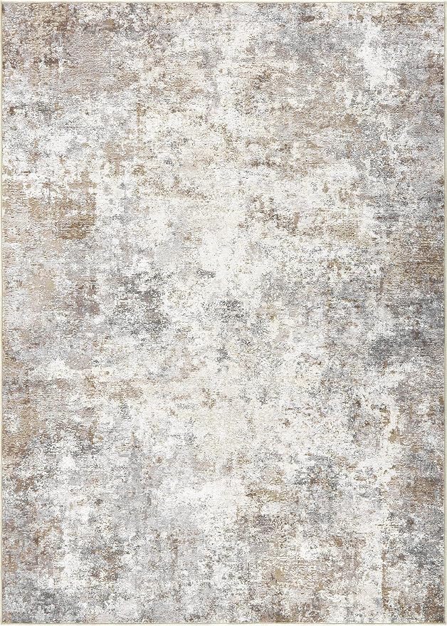 UERMEI 10x14 Area Rug Living Room Rugs Washable Neutral Brown Grey Carpet | Modern Abstract Non-Slip Soft Large Low Pile Floor Rugs for Bedroom Dining Room Home Office Indoor Decor