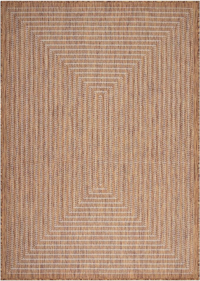 Adiva Rugs Outdoor Indoor Area Rug, Weather Resistant, Easy to Clean, Stain Resistant Floor Mat for Dining Room, Backyard, Deck, Patio (Wooden, 8' x 10')