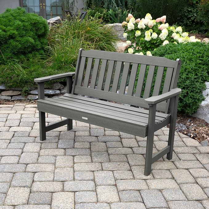 Highwood AD-BENW2-CGE Lehigh Garden Bench, 4 Feet, Coastal Teak
