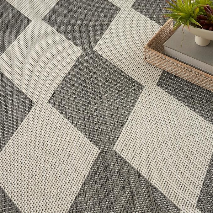 Nourison Home Positano Charcoal 9' x 12' Area Rug - Easy Clean, Non Shedding, Bed Room, Living Room, Dining Room, Kitchen (9' x 12')